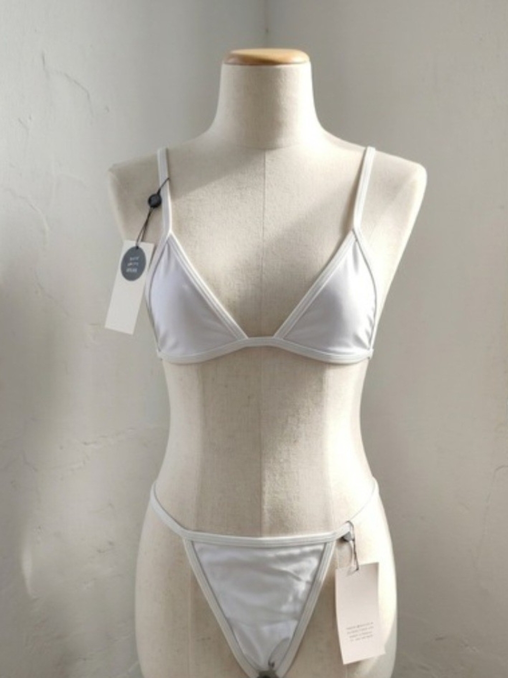 Minimal White Triangle Bikini Set - Classic Women's Swimwear